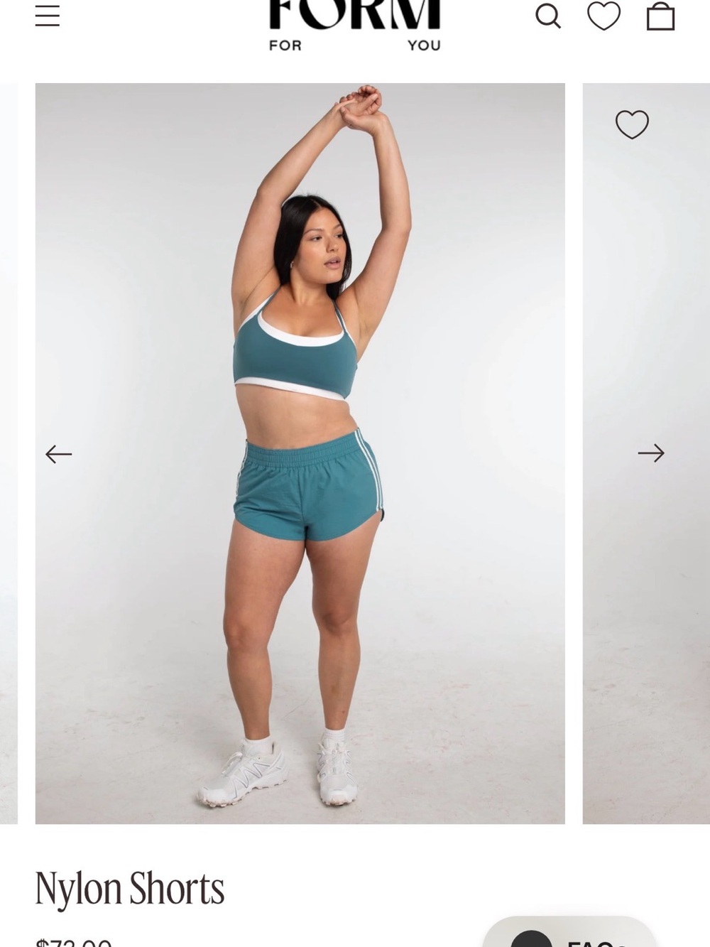 Teal Athletic Nylon Shorts with White Trim - Women